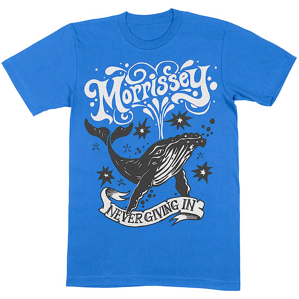 Morrissey - Never Giving In/Whale Heren Tshirt - Blauw